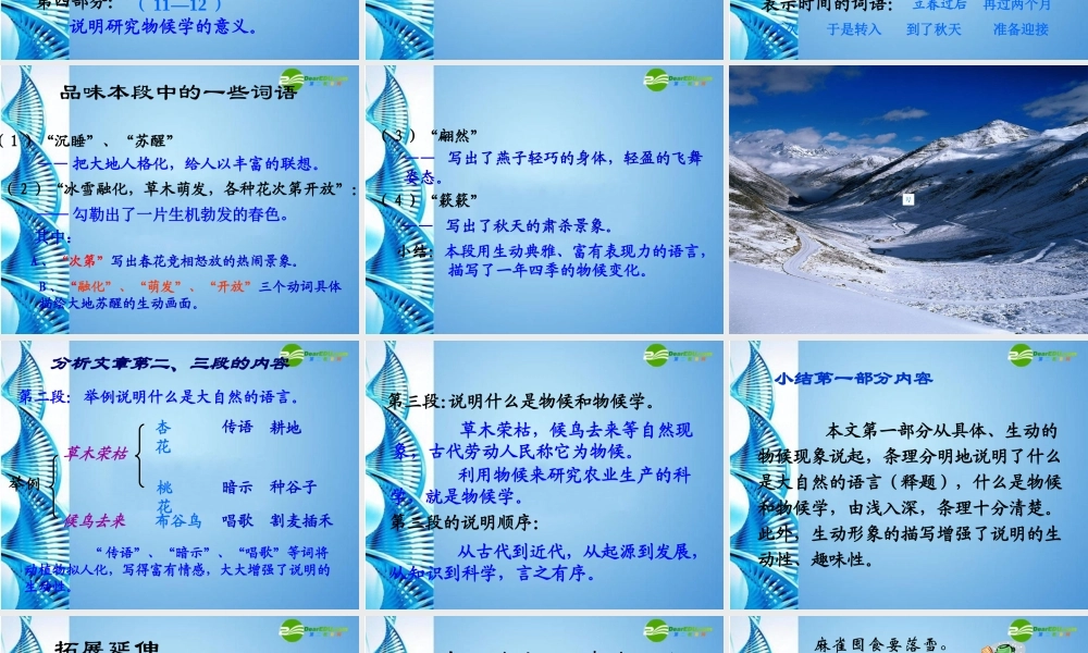 八年级语文上册 第四单元(大自然的语言)课件 人教新课标版 课件