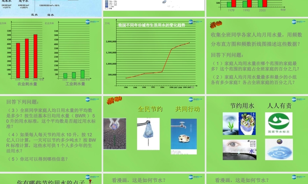 七年级数学下册(10.3 课题学习 从数据谈节水)课件4 (新版)新人教版 课件