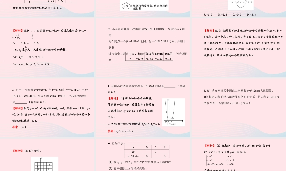 九年级数学下册 第2章二次函数 23二次函数的应用232 二次函数与一元二次方程的联系第2课时课件 湘教版 课件