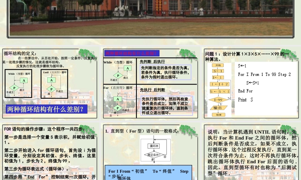 循环语句苏教版必修三 课件