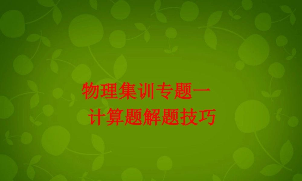 八年级物理上册(集训专题一 计算题解题技巧)课件 新人教版 课件