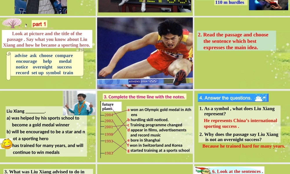 九年级英语上册(Module 3 Sporting life Unit 2 Liu Xiang was trained for gold)课件 外研版 课件