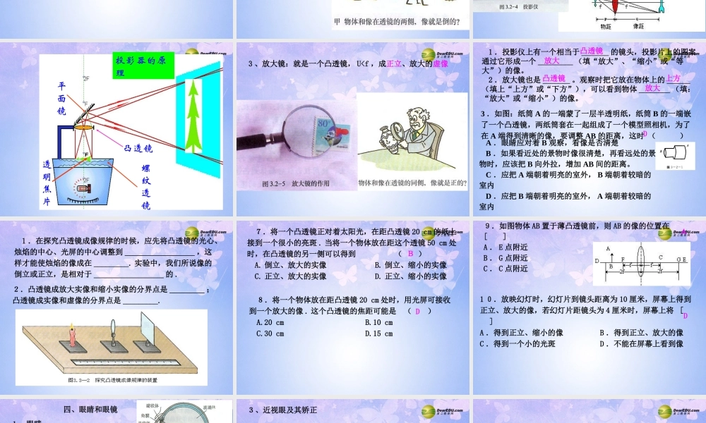 八年级物理上册 第三章 透镜及其应用复习课件 新人教版 课件