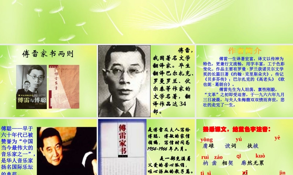 九年级语文上册 第7课(傅雷家书两则)课件 新人教版 课件