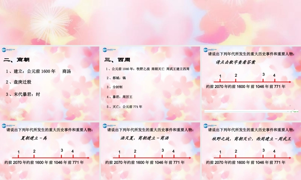 中学七年级历史上册(第4课 夏、商、西周的兴亡)课件 新人教版 学案