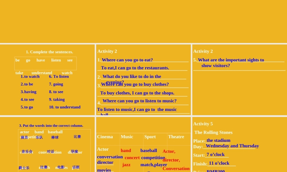 九年级英语下册 Module 8 On the town Unit 3 Language in use课件 外研版 课件