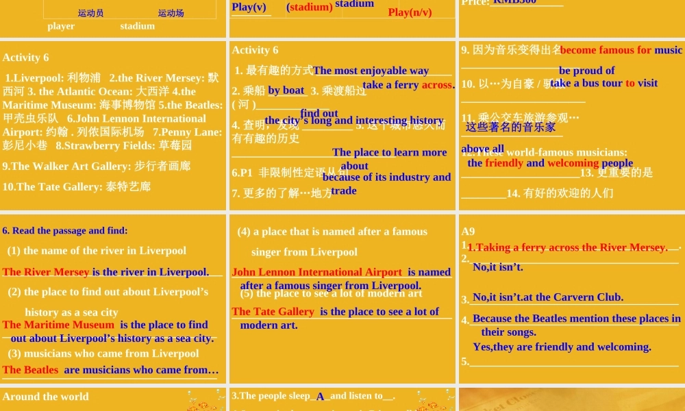 九年级英语下册 Module 8 On the town Unit 3 Language in use课件 外研版 课件