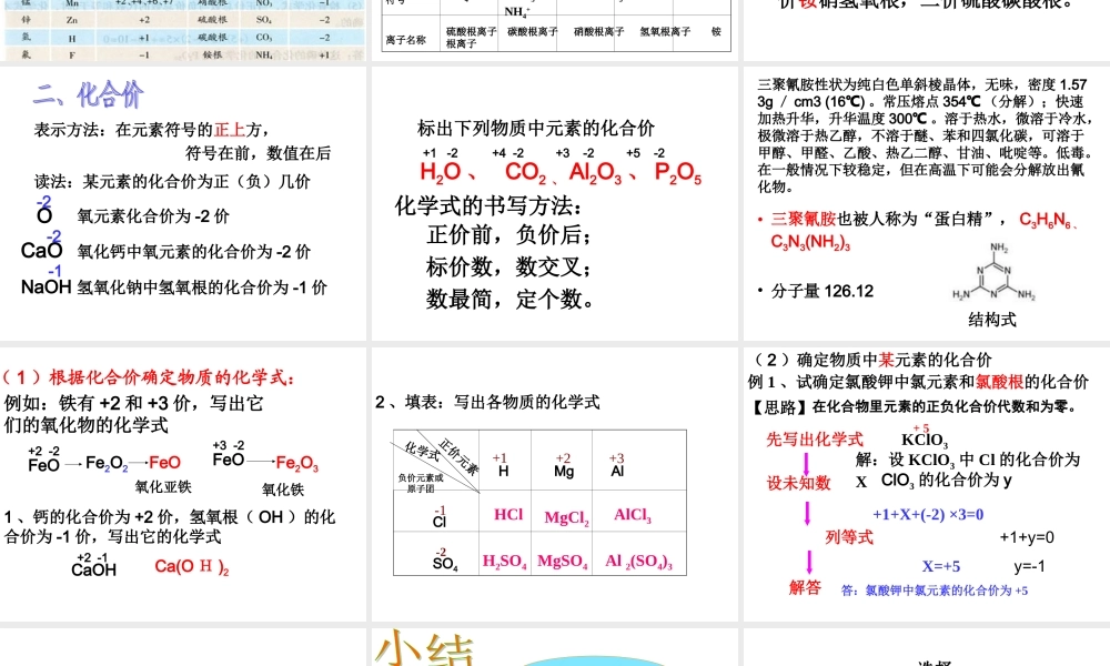 初中科学化学式复习课件