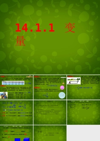 八年级数学上册 14.1.1 变量与函数课件 新人教版 课件