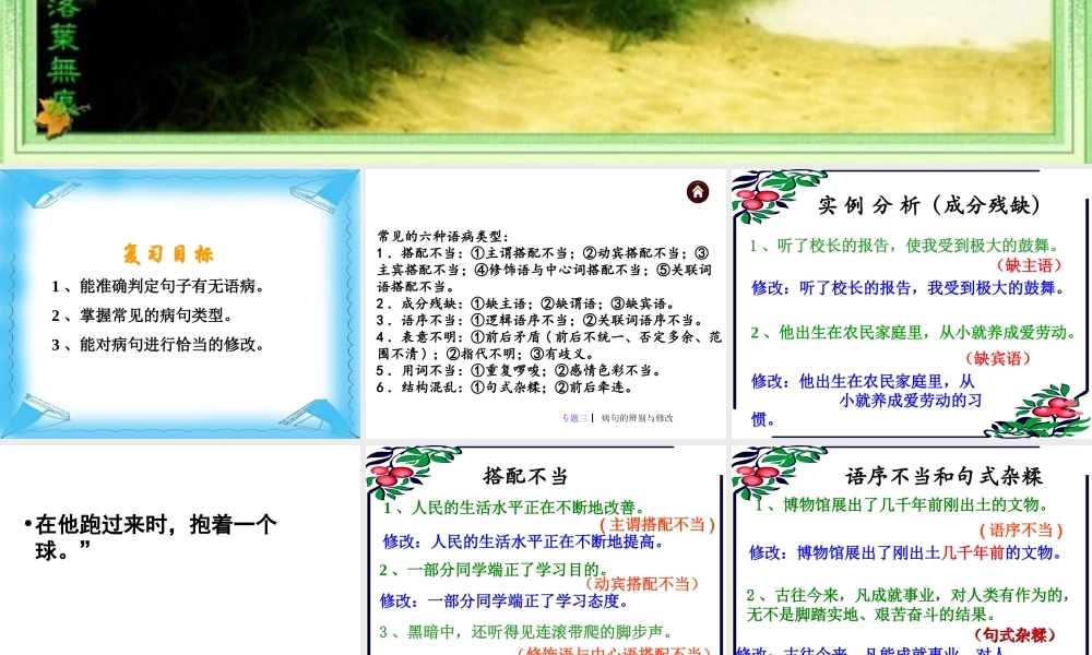 初中中考复习病句修改精品课件