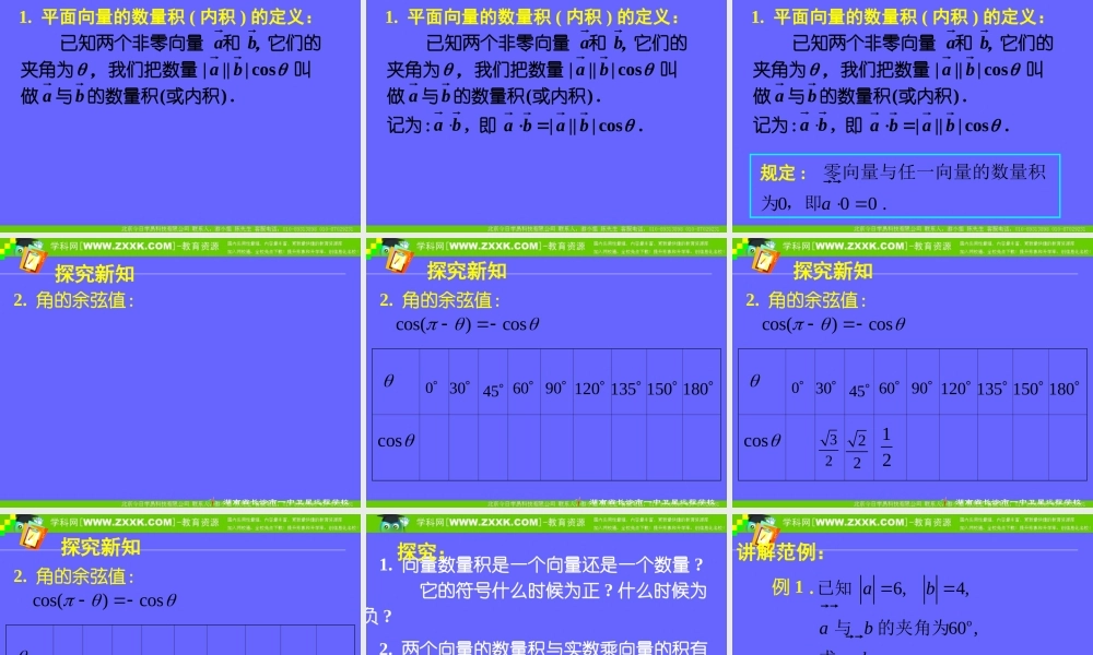 平面向量数量积的物理背景及其含义