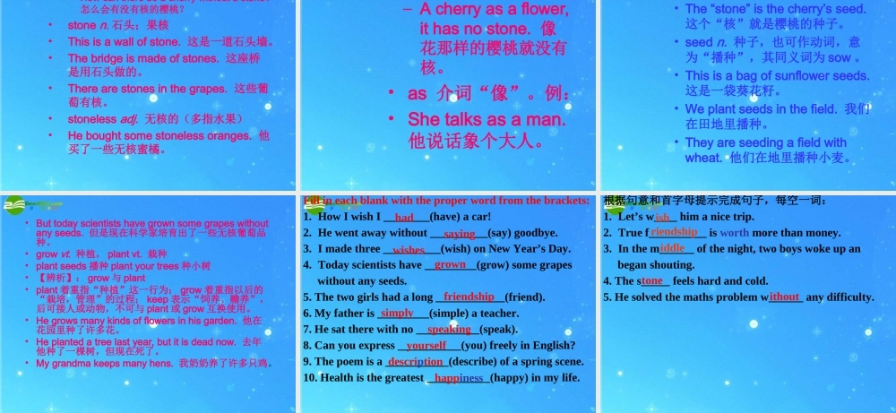 九年级英语下册 Unit 1 You Can write poetry Lesson 4 The wish课件 冀教版 课件