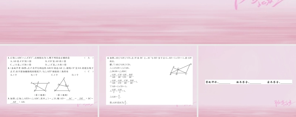 九年级数学上册 第23章 图形的相似 233 相似三角形 2331 相似三角形练习课件 (新版)华东师大版 课件