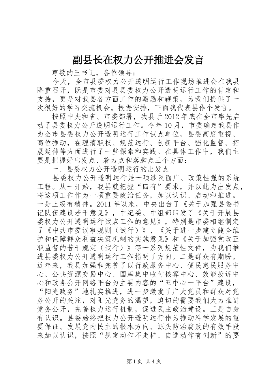 副县长在权力公开推进会发言_第1页