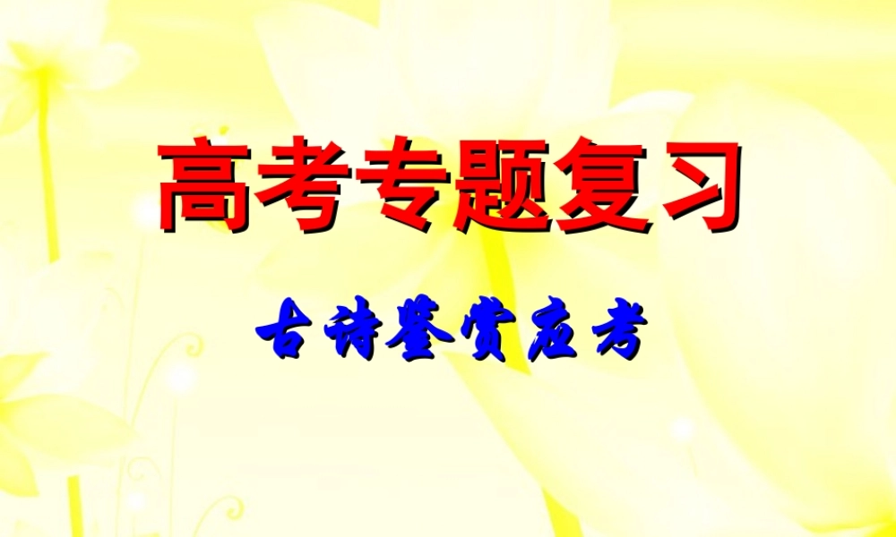 人教版高考专题复习 古诗鉴赏应考 试题