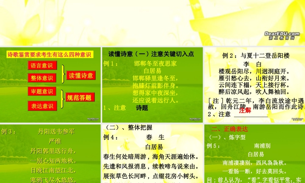 人教版高考专题复习 古诗鉴赏应考 试题