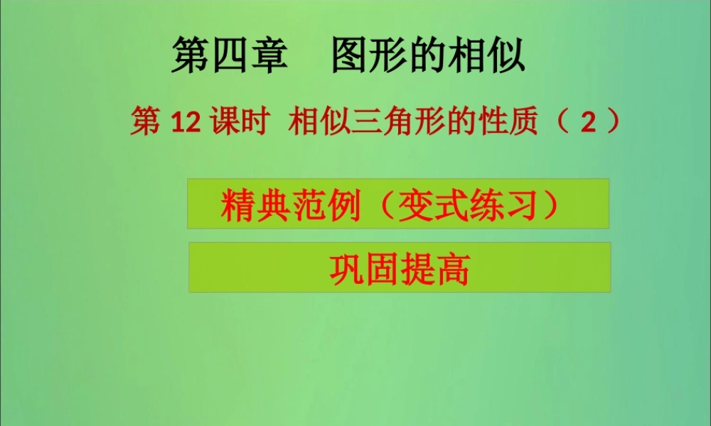 九年级数学上册 第4章 图形的相似 第12课时 相似三角形的性质(2)(课堂导练)习题课件 (新版)北师大版 课件