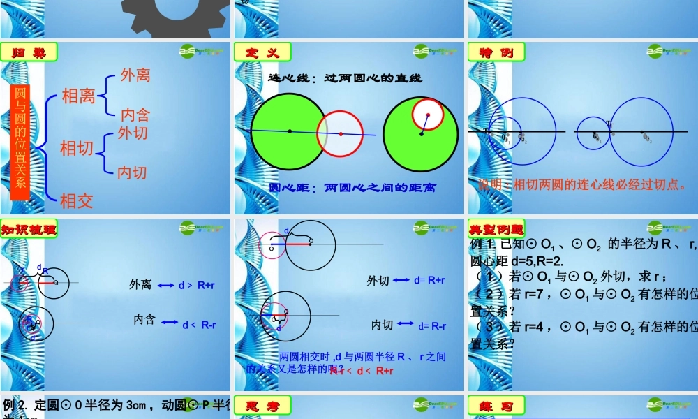 九年级数学上册 46圆与圆的位置关系课件 苏科版 课件