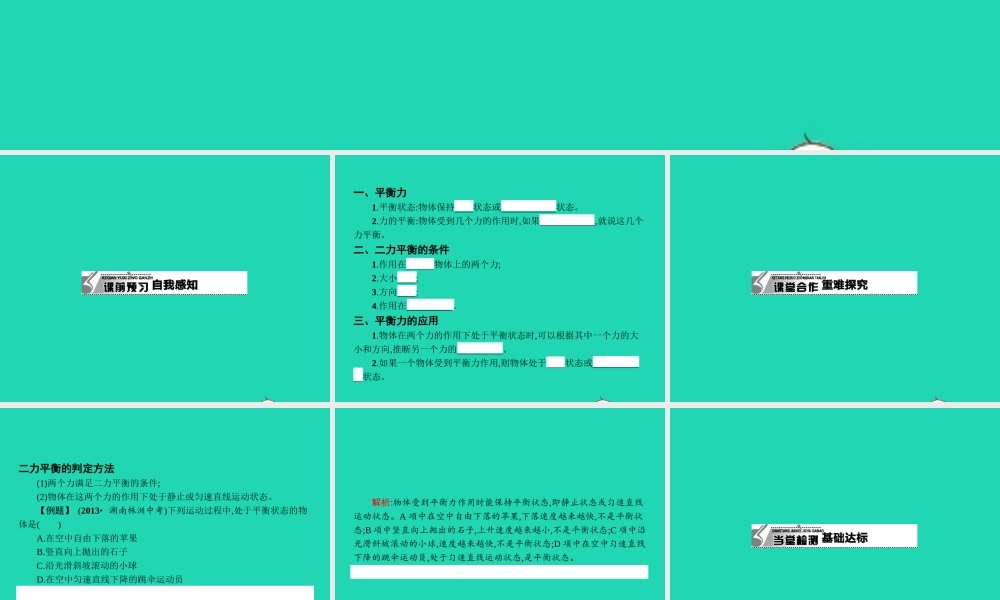 八年级物理下册 8.2 二力平衡课件 (新版)新人教版