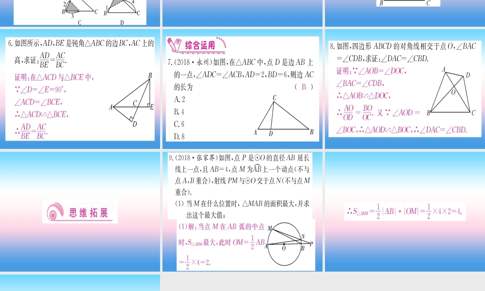 九年级数学下册 第27章 相似 272 相似三角形 2721 相似三角形的判定 第4课时 两个角分别相等的两个三角形相似课堂导练课件(含中考真题)(新版)新人教版 课件