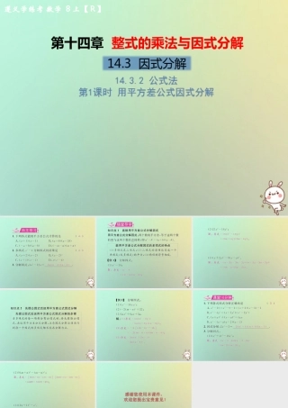 八年级数学上册 第十四章 整式的乘法与因式分解 14.3 因式分解 14.3.2 公式法 第1课时 用平方差公式因式分解教学课件 (新版)新人教版 课件