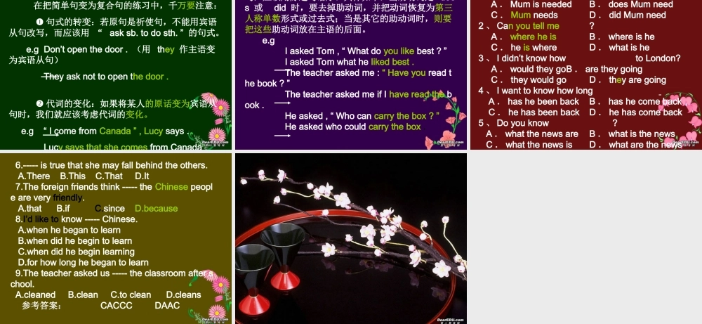 九年级英语复习宾语从句课件 湘教版 课件