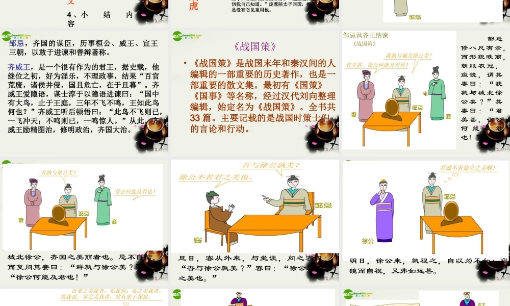 八年级语文下册(邹忌讽齐王纳谏)课件1 北师大版 课件