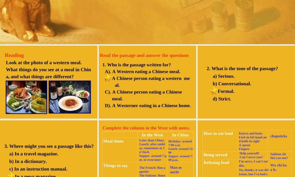 九年级英语下册 Module 7 Unit 2 Knives and forks are used for most food课件 外研版 课件