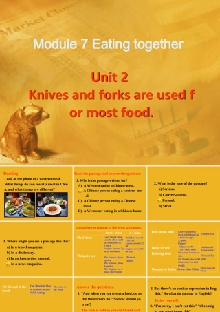 九年级英语下册 Module 7 Unit 2 Knives and forks are used for most food课件 外研版 课件