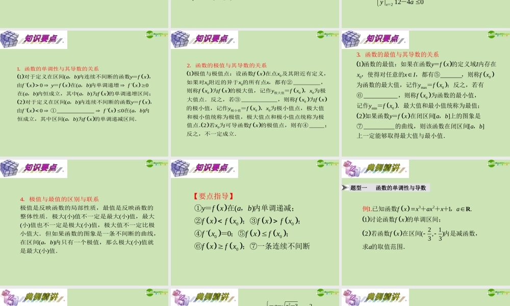 安徽省高三数学复习 第3单元第17讲 导数在函数中的应用课件 理 课件