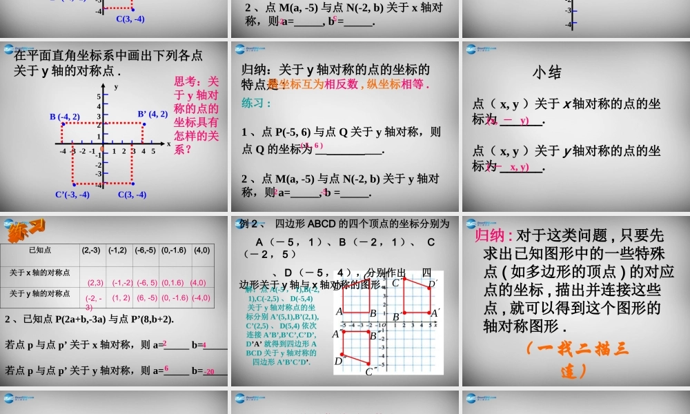 八年级数学上册 13.2.2 用坐标表示轴对称课件 (新版)新人教版 课件
