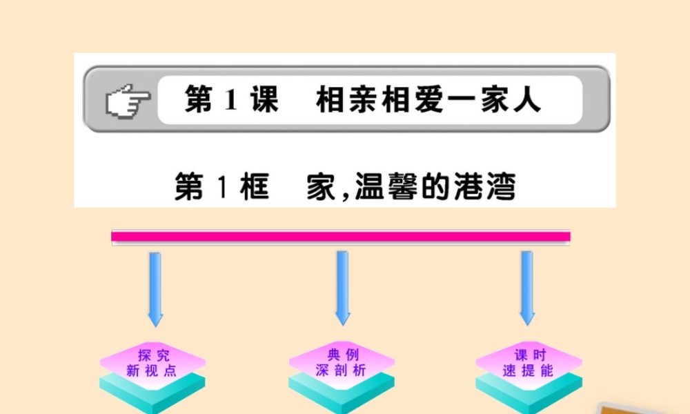 山东省10-11版八年级政治上册 1.1.1 家，温馨的港课件 人民版 课件