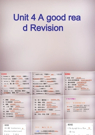 八年级英语下册 Unit 4 A good read Revision课件 (新版)牛津版 课件