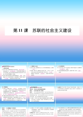 九年级历史下册 第3单元 第一次世界大战和战后初期的世界 第11课 苏联的社会主义建设自主学习课件 新人教版 课件
