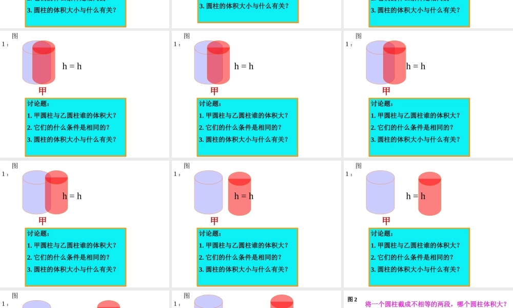 (北师大版)六年级数学下册课件_圆柱的体积[1]