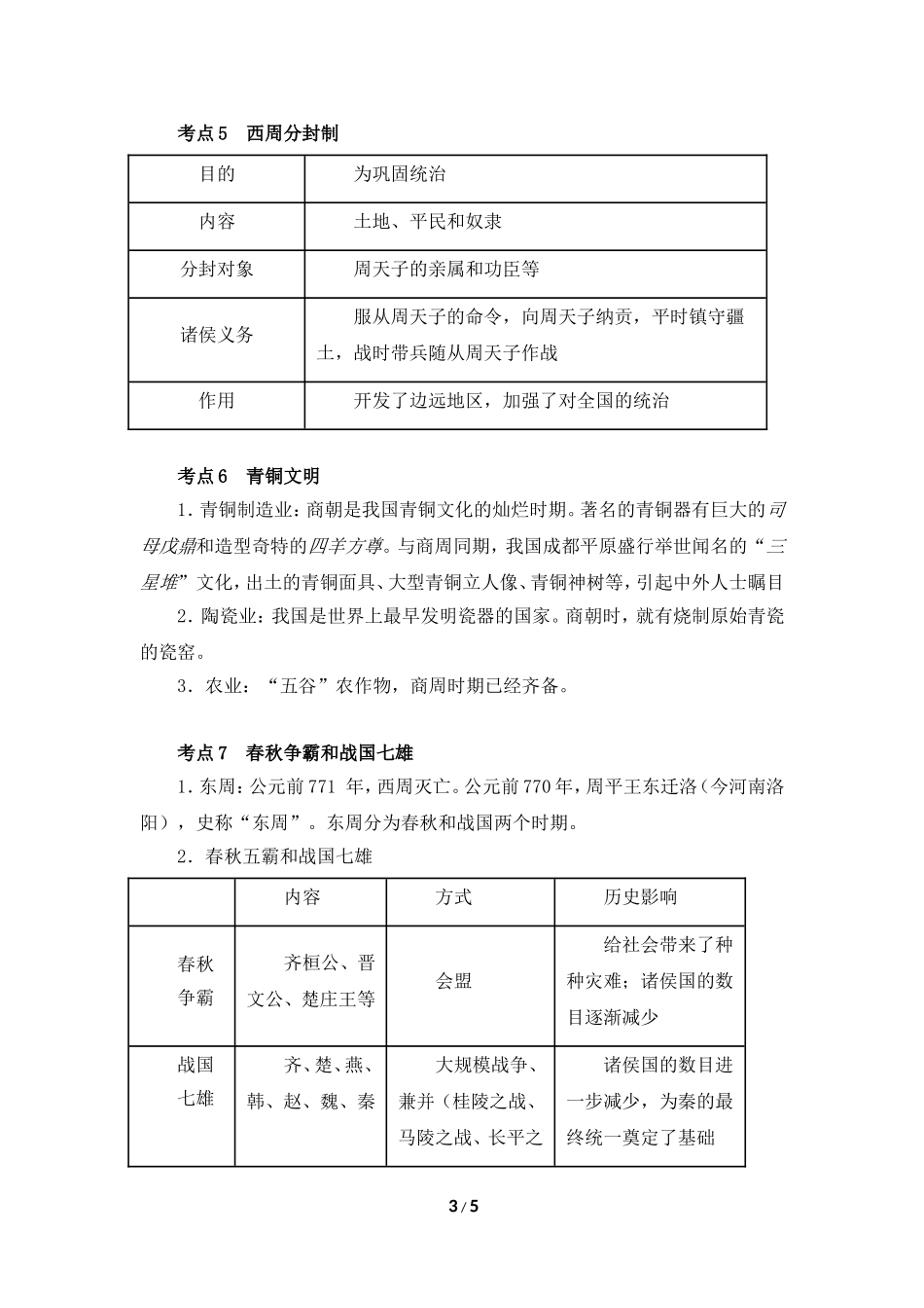 【知识专项】2015中考历史一轮专题复习：专题一____中华文明的起源、国家的产生与社会变革_第3页