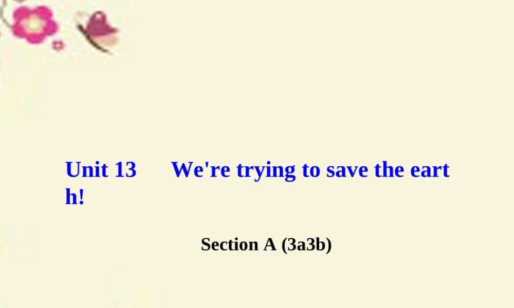 九年级英语全册 Unit 13 We're trying to save the earth Section A(3a 3b)课件 (新版)人教新目标版 课件