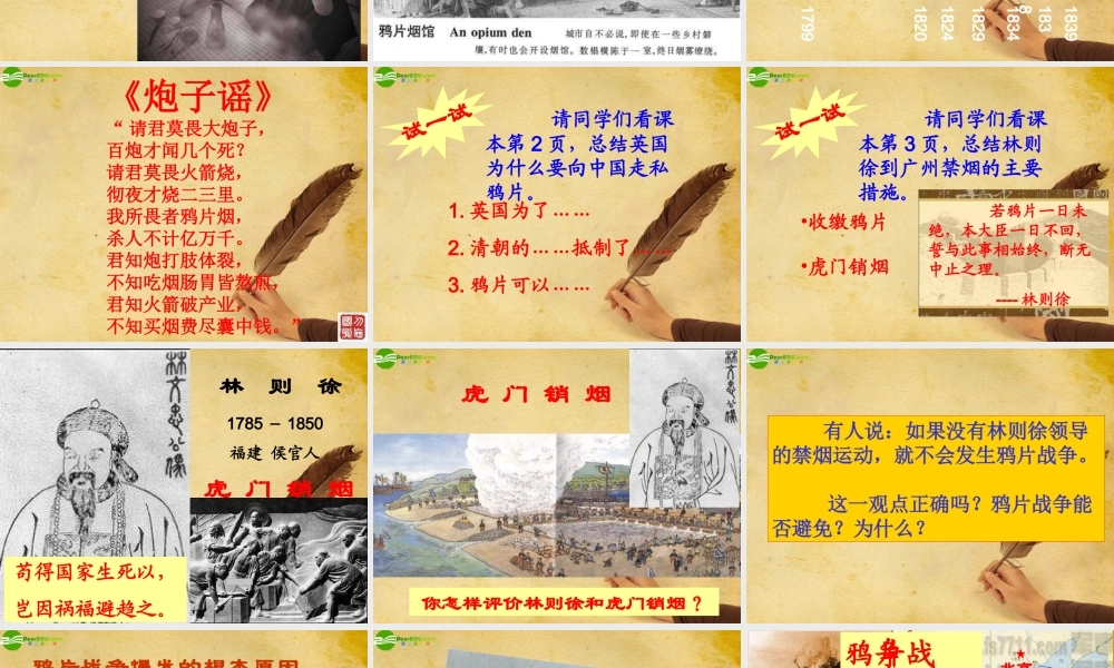 八年级历史上册 第1课(鸦片战争的烽烟)课件 人教新课标版 课件