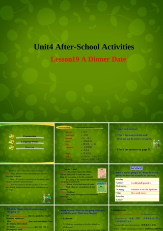 七年级英语下册 Unit 4 After School Activities Lesson 19 A Dinner Date课件 (新版)冀教版 课件