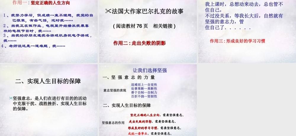 中学七年级政治下册 第六课 第1框 让我们选择坚强课件 新人教版