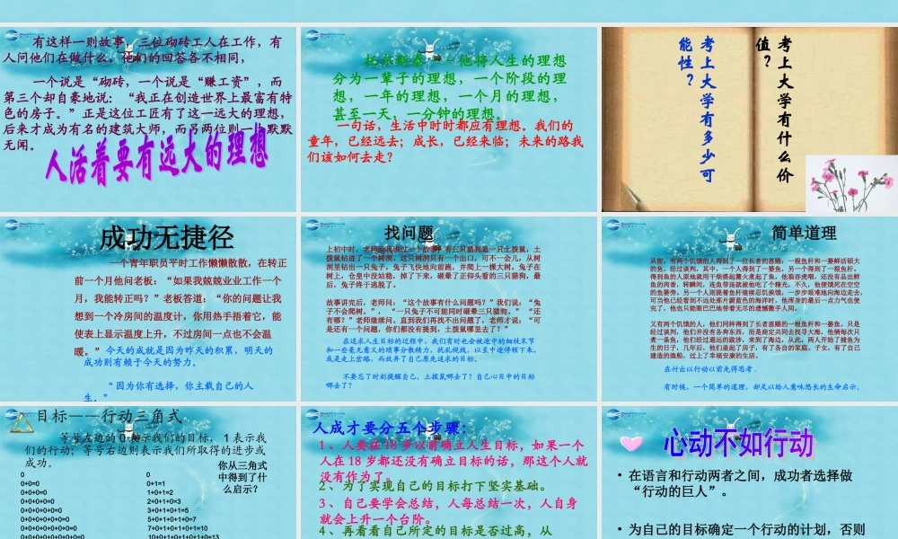 中学主题班会 树立理想(人活着要有远大的理想)课件