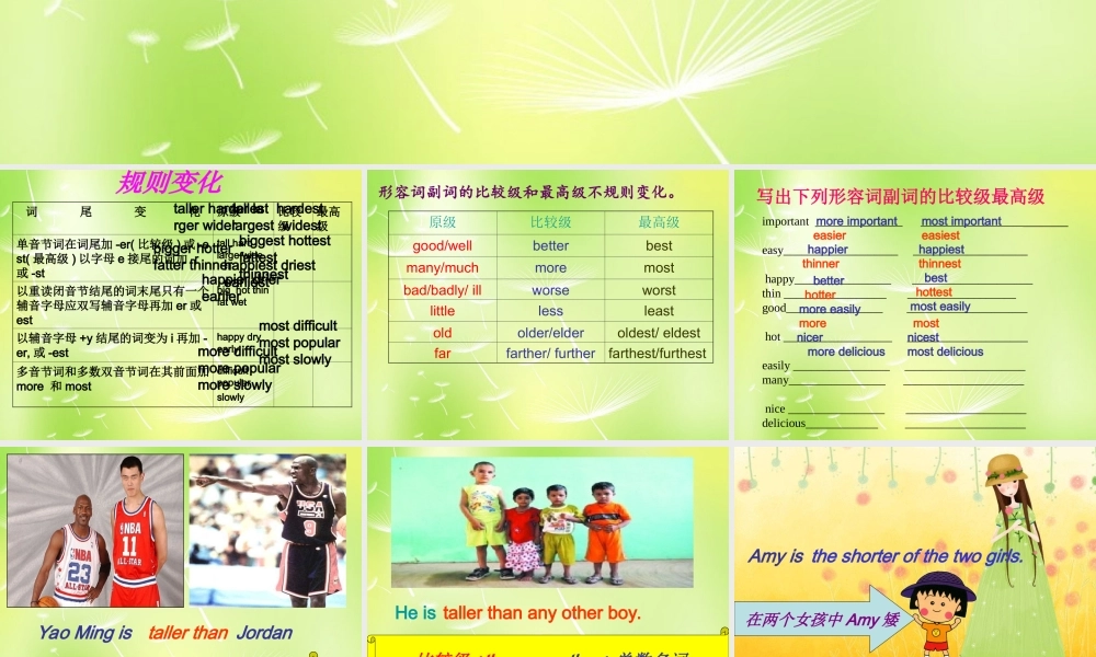 八年级英语上册 比较级的用法总结课件2 人教新目标版 课件