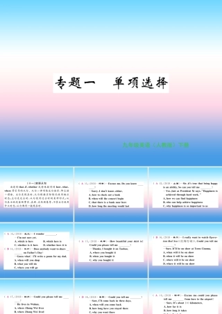 九年级英语全册 专题复习 专题一 单项选择(11 12)习题课件 (新版)人教新目标版 课件