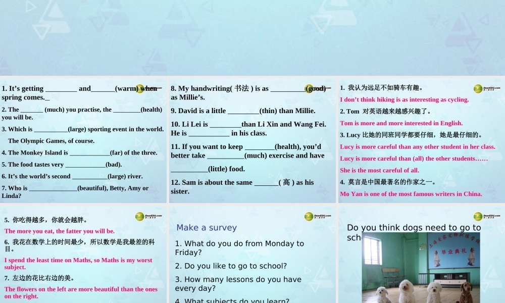 八年级英语上册 Unit 2 School life Welcome课件 新人教版 教案