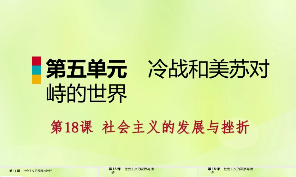 九年级历史下册 第五单元 冷战和美苏对峙的世界 第18课 社会主义的发展与挫折课件 新人教版 课件