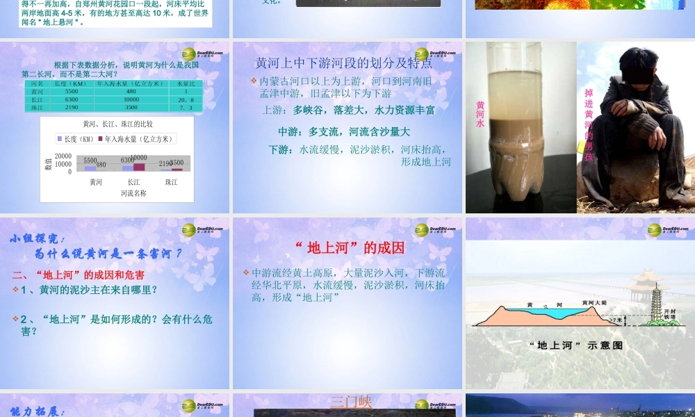 八年级地理上册(中国的河流-滔滔黄河)(第2课时)课件 湘教版 课件