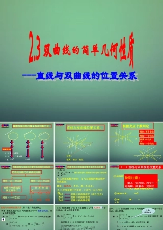 数学 2.3.1直线与双曲线的位置关系课件 新人教A版选修2 1 课件