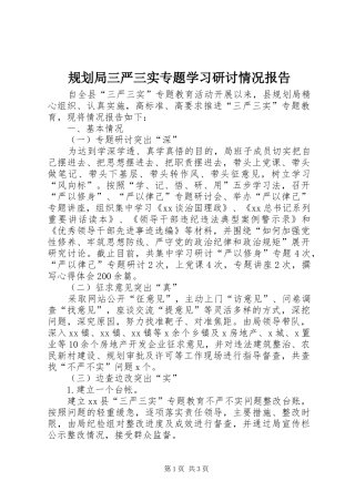 规划局三严三实专题学习研讨情况报告