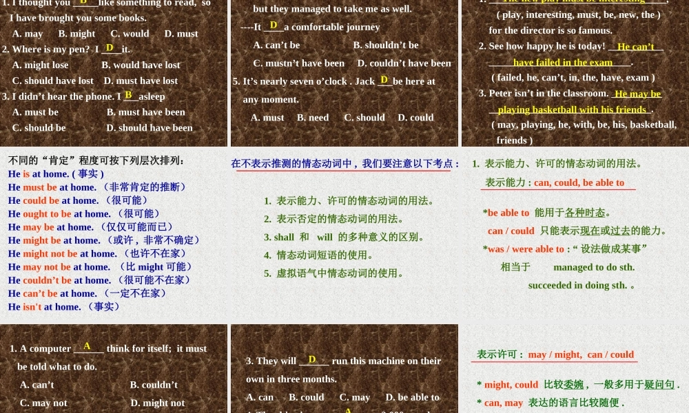 人教版高一英语语法讲义之情态动词 课件