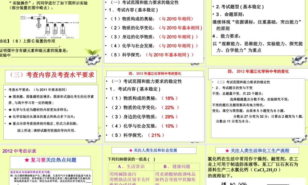 化学化学中考复习研讨会 命题方向的思考课件 人教新课标版 课件